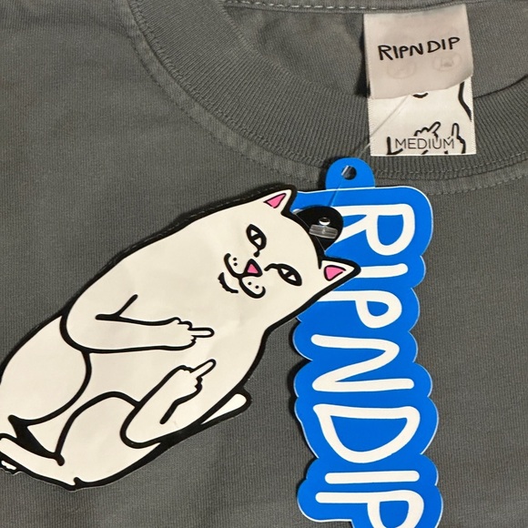 RIPNDIP Gray Cat Graphic T-Shirt New Size M - Picture 3 of 5